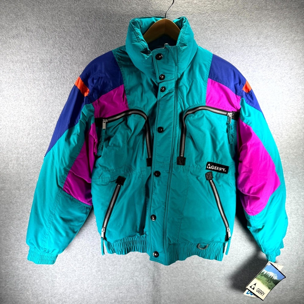 Vintage Gerry Snowdrift‎ Down Puffer Jackets Men's Small Teal Snowboard Ski